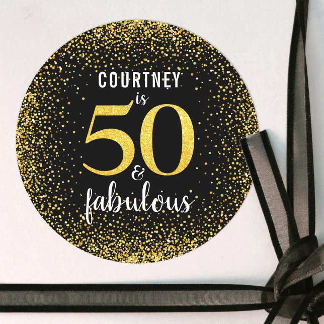 Sticker Rond Gold confetti parties scintillant 50 et fabuleux s (Créateur téléchargé)