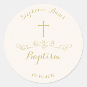 Sticker Rond Gold Cross et Laurels