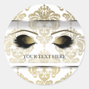 Sticker Rond Gold Damask Vintage Glam Moderne maquillage Eyelas