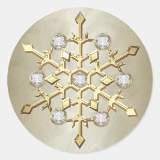 Sticker Rond Gold Diamant Noël Fête de neige Flocon