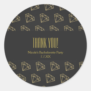 Sticker Rond Gold Diamond Design moderne Bachelorette Favoriser