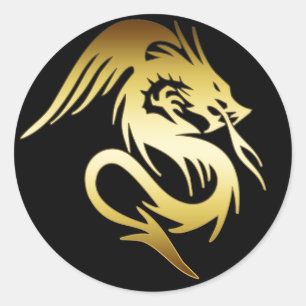 STICKER ROND GOLD DRAGON
