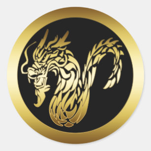 STICKER ROND GOLD DRAGON