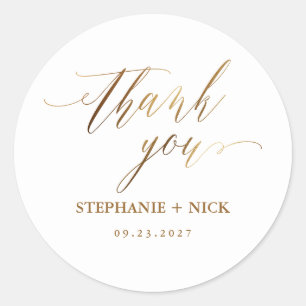 Sticker Rond Gold Elegant Script Invitation Classic Round