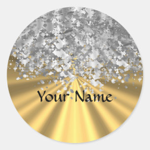Sticker Rond Gold et fausse parties scintillant personnalisée