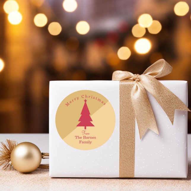 Sticker Rond Gold et Red Christmas personnalisés (Créateur téléchargé)
