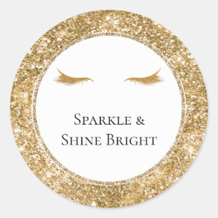 Sticker Rond Gold Eyelashes parties scintillant de glamour girl