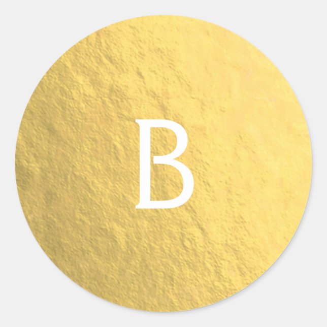 Sticker Rond Gold Faux Foil Élégant Glam moderne Monogramme per (Devant)