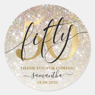 Sticker Rond  Gold Faux Parties scintillant & Foil 50e fête d'a