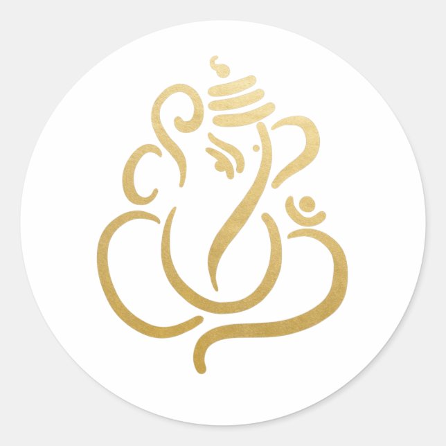 Sticker Rond Gold Festive Ganesh | Dieu indien (Devant)