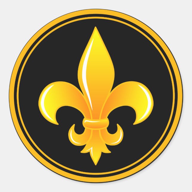 Sticker Rond Gold Fleur De Lis avec jante extérieure (Devant)