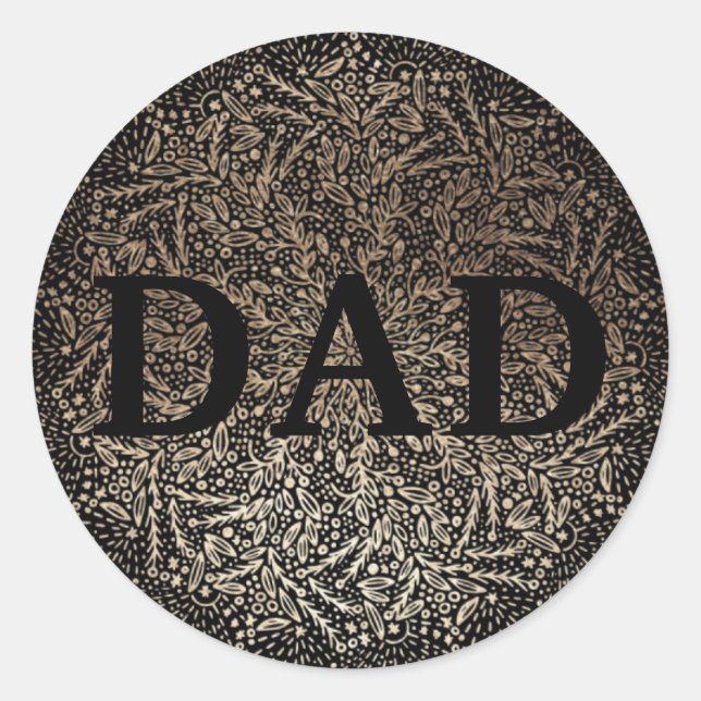 Sticker Rond Gold Floral DAD Formal Elégante Fête des pères (Devant)