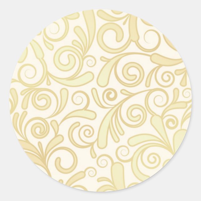 Sticker Rond Gold floral leaves (Devant)