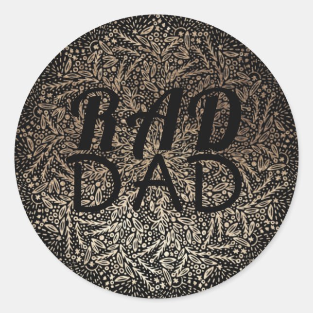 Sticker Rond Gold Floral RAD DAD Formal Elégant (Devant)
