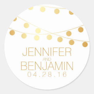 Sticker Rond Gold Foil Chaîne de lumière Mariage