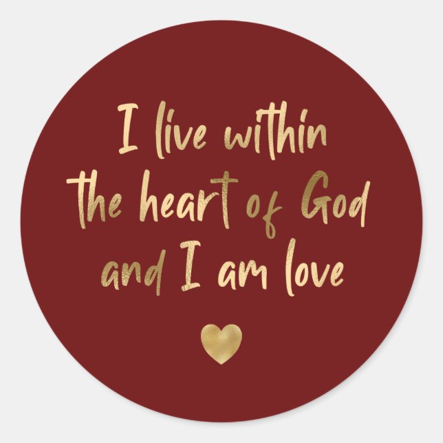 Sticker Rond Gold Foil Coeur de Dieu Citation Inspirationnelle  (Devant)