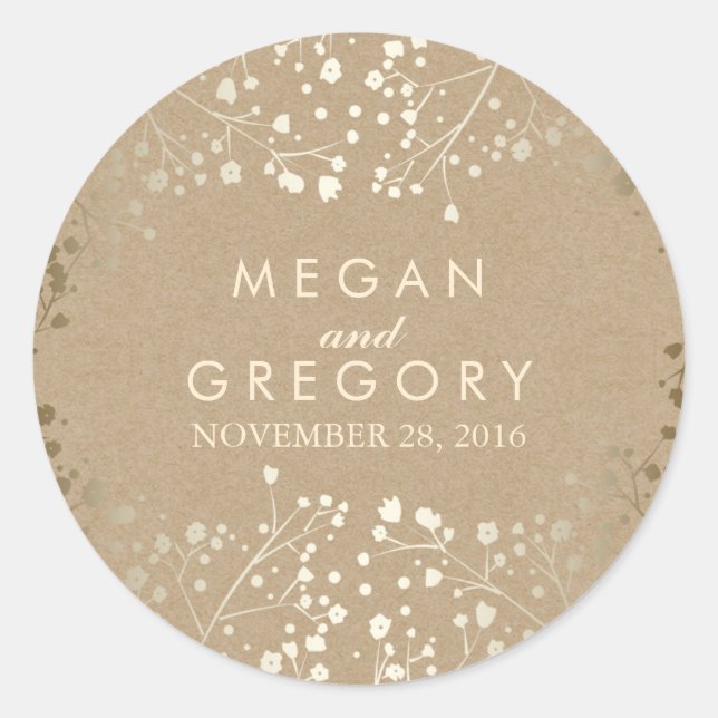Sticker Rond Gold Foil Effet Mariage d'haleine pour bébé (Devant)