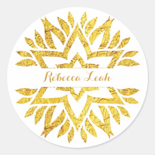 Sticker Rond Gold Foil Look Star Mandala Bat mitzvah