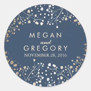 Sticker Rond Gold Foil Mariage de la marine de la respiration d