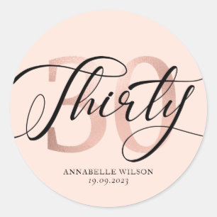 Sticker Rond Gold Foil Rose 30e anniversaire 