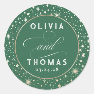 Sticker Rond Gold Foil Stars Mystical Celestin Mariage
