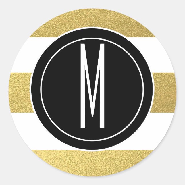 STICKER ROND GOLD FOIL STRIPES | MONOGRAM NOIR (Devant)