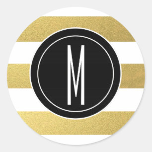 STICKER ROND GOLD FOIL STRIPES   MONOGRAM NOIR