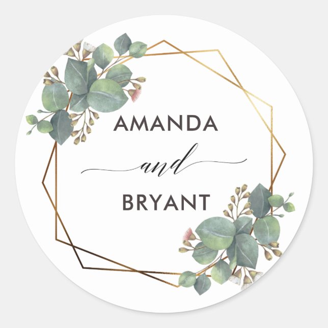 Sticker Rond Gold Geo Frame Eucalyptus (Devant)