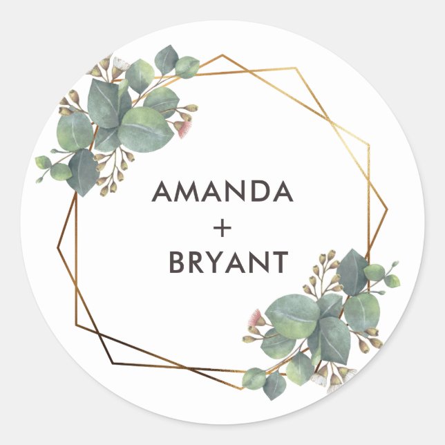 Sticker Rond Gold Geo Frame Eucalyptus (Devant)