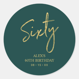 Sticker Rond Gold & Green Soixante 60e anniversaire Merci de fê