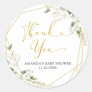Sticker Rond Gold Greenery Geometry Baby in Bloom Merci