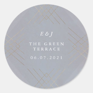 Sticker Rond Gold Grey Elegance Diamond Geo Deco Mariage