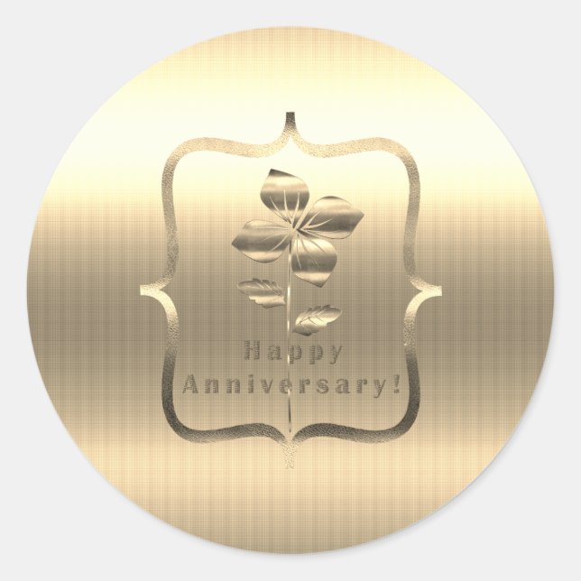 Sticker Rond Gold Happy Anniversary (Devant)