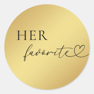 Sticker Rond Gold Heart Script Sa Faveur Mariage Favorite