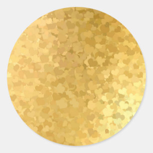 Sticker Rond Gold Hearts Moderne Élégant Blanc Modèle Chic