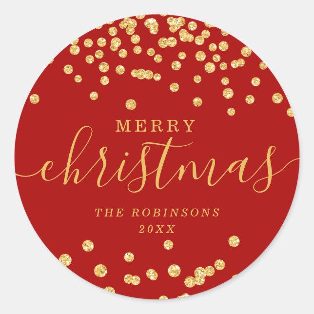 Sticker Rond Gold Holiday Parties scintillant de Noël Confetti  (Devant)