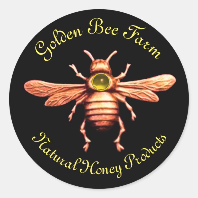 STICKER ROND GOLD HONEY BEE / BEEKEEPER BEEKEEPER (Devant)