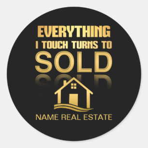 Sticker Rond Gold IMMOBILIER tout tourne à VENDRE
