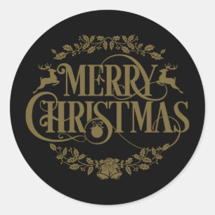 Sticker Rond Gold Joyeux Noël Script Classic Round