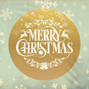 Sticker Rond Gold Joyeux Noël Snowflakes