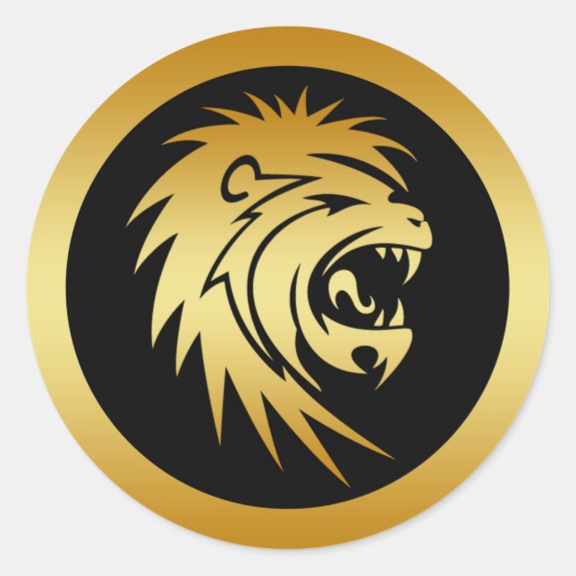 STICKER ROND GOLD LION HEAD (Devant)