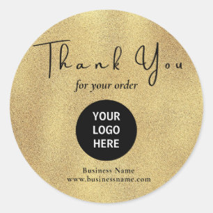 Sticker Rond Gold Logo Business Merci