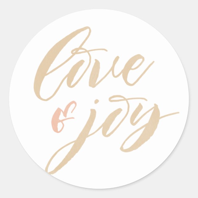 Sticker rond Gold Love and Joy (Devant)