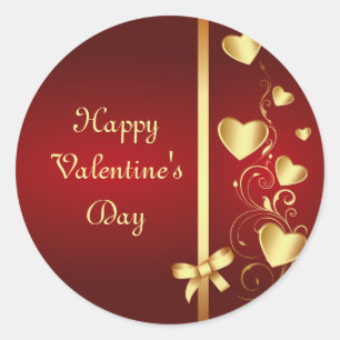 Sticker Rond Gold Love Coeurs et fleuris
