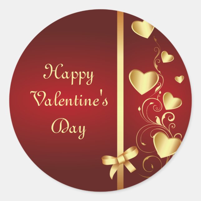 Sticker Rond Gold Love Coeurs et fleuris (Devant)