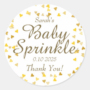 Sticker Rond Gold Love Hearts Baby Sprinkle / Douche / Couples