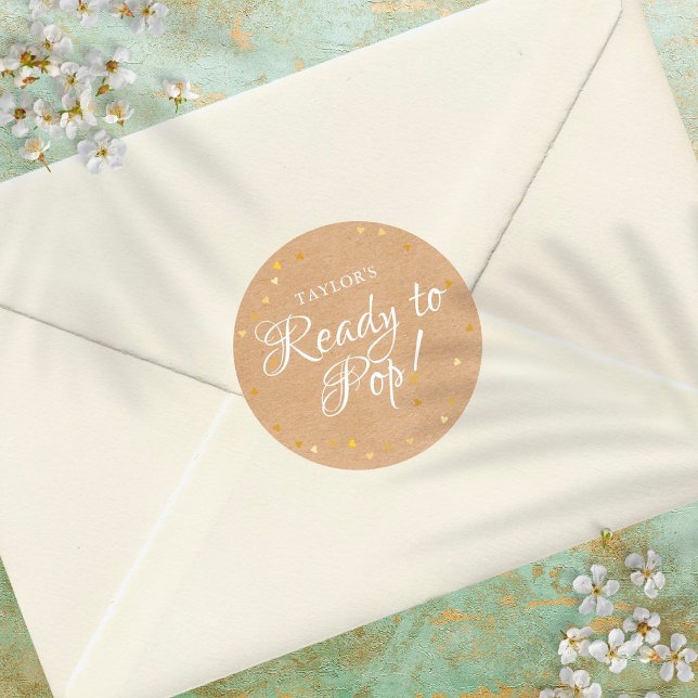 Sticker Rond Gold Love Hearts Prêt à Pop Baby shower Boho (Créateur téléchargé)