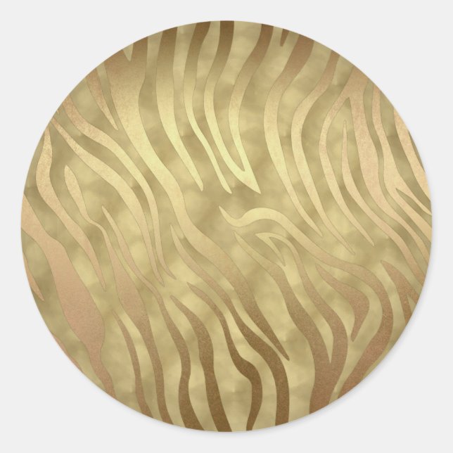 Sticker Rond Gold Luxueux Zebra Jungle Safari Glam (Devant)