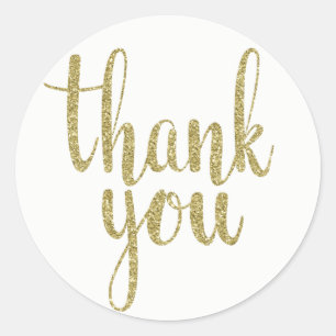 Sticker Rond Gold merci autocollants, parties scintillant, rond