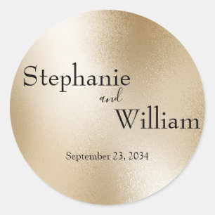 Sticker Rond Gold Metallic Moderne Mariage élégant Classic Roun